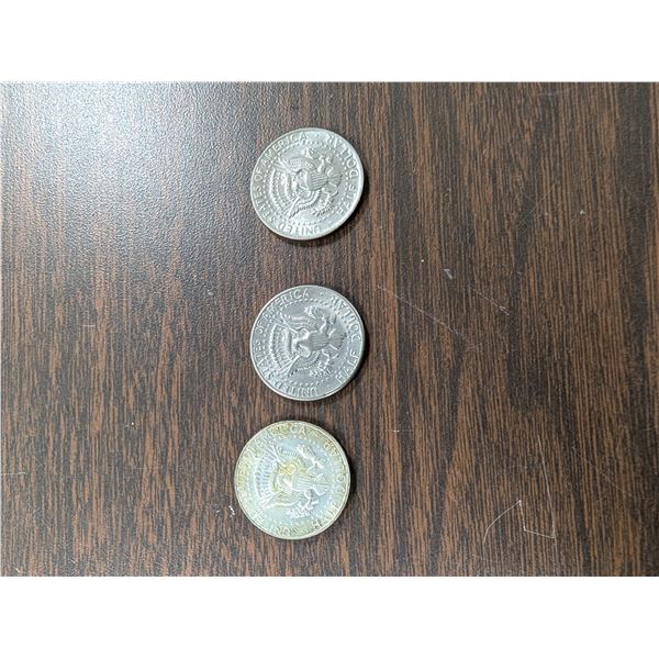 Lot of 3 USA 50 Cent Kennedy Half Dollar 1968 71 72