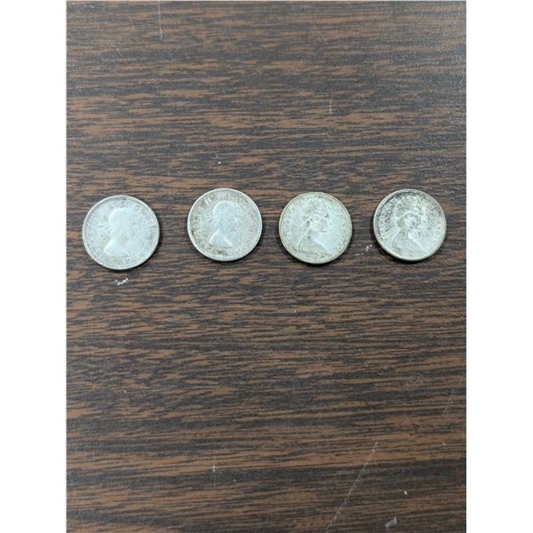 Let t of 4 Canada Dimes Silver 1953 1963 1967 1967