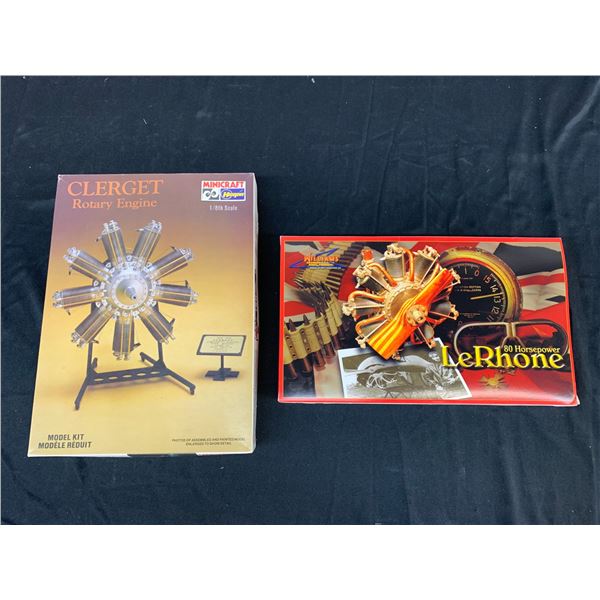 Lot of 2 LeRhone 80 Horsepower Williams Model Kit and Clerget Hasegawa Rotary Engine Model Kit
