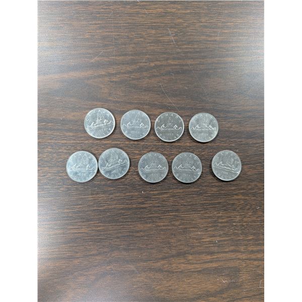 Lot of 9 Canada $1 Coins 1968-1980 Non Silver