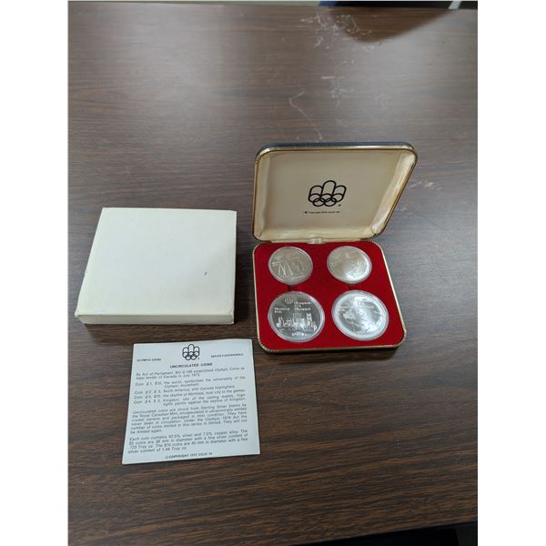 Set of 4 1973 1976 Montreal Olympic Silver Coins $5 $10