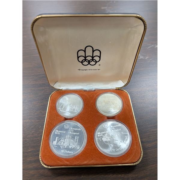 Set of 4 1973 1976 Montreal Olympic Silver Coins $5 $10