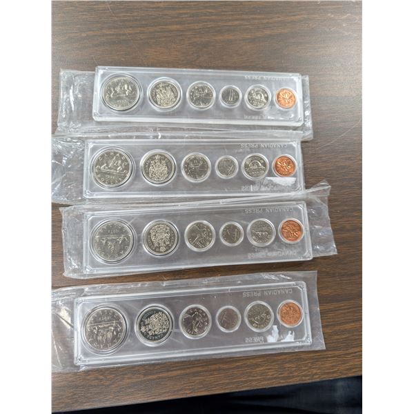 Lot of 4 1972 Canada Coin Sets in Plastic Press Cases