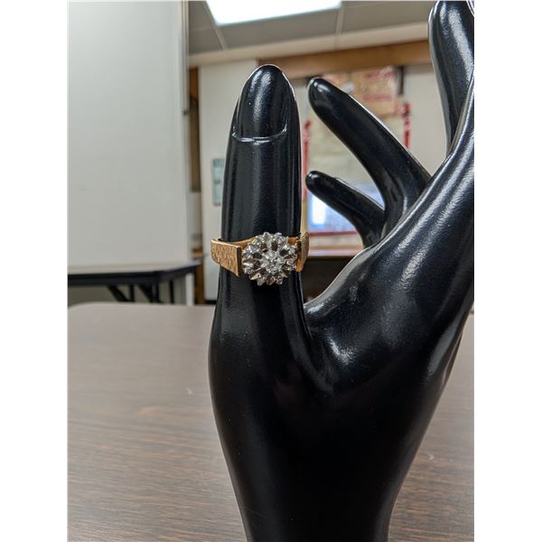 14k Gold Engagement Ring Bark Finish Band Size 7
