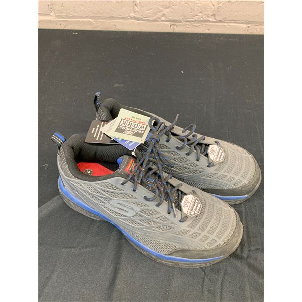 Sketchers Steel-Toe Shoes Size 10.5 Sneakers Grey and Blue w Tags