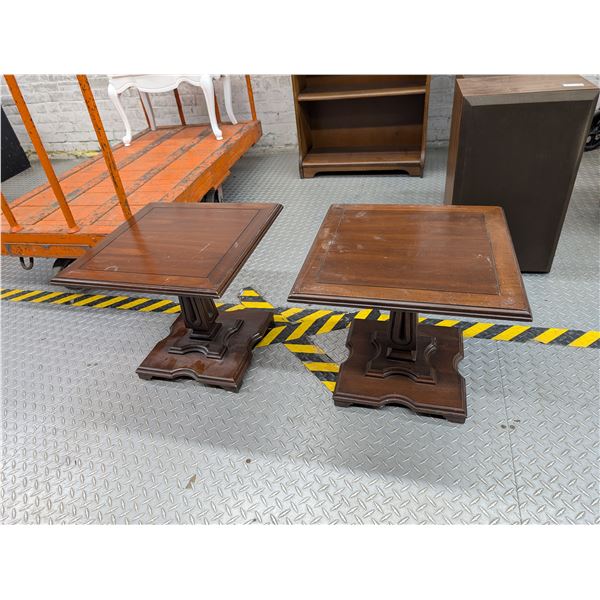 Wooden Pedestal Side Table End Tables