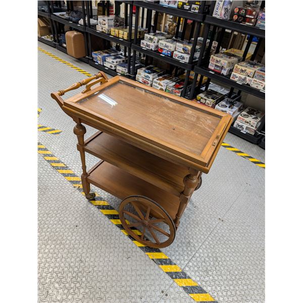 Vintage Mid Century Rolling Tea Bar Cart With Removable Tray Top