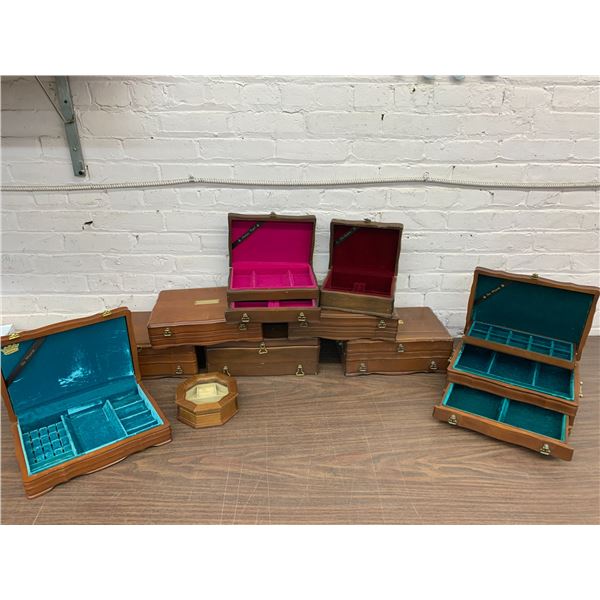 Lot of 10 Vintage Wooden Jewellery Boxes