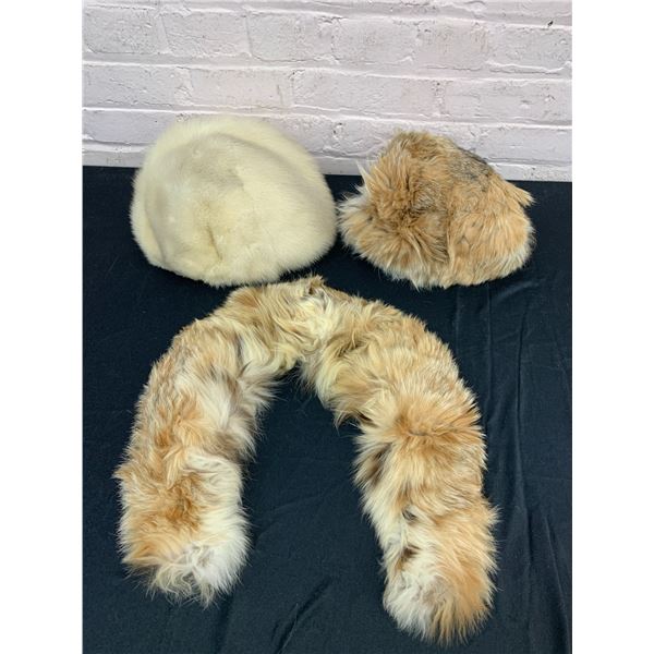 Lot of Vintage Fur 2 Women's Fur Hats and Fur Collar