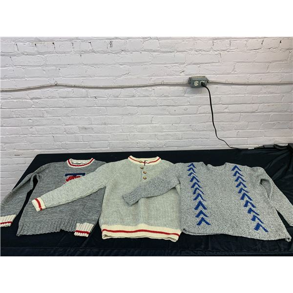 Lot of 3 Knit Sweaters Northern Watters Size 42, Unmarked, Renu Size L Grey