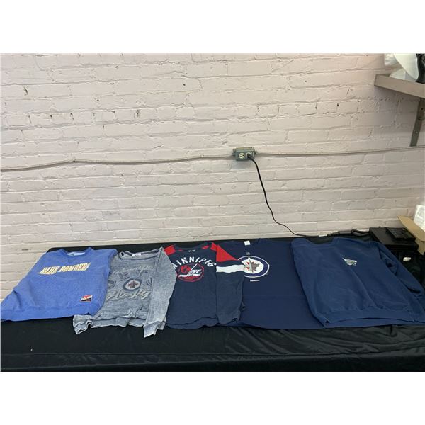 Lot of 5 Winnipeg Jets and Blue Bombers Sweaters / Shirts
