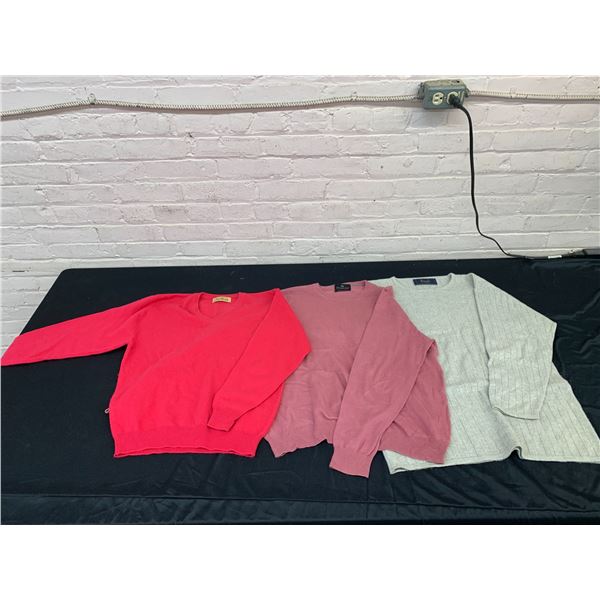 Lot of 3 Cashmere Sweaters Grey, Pink, Pringle, John Moody,  etc