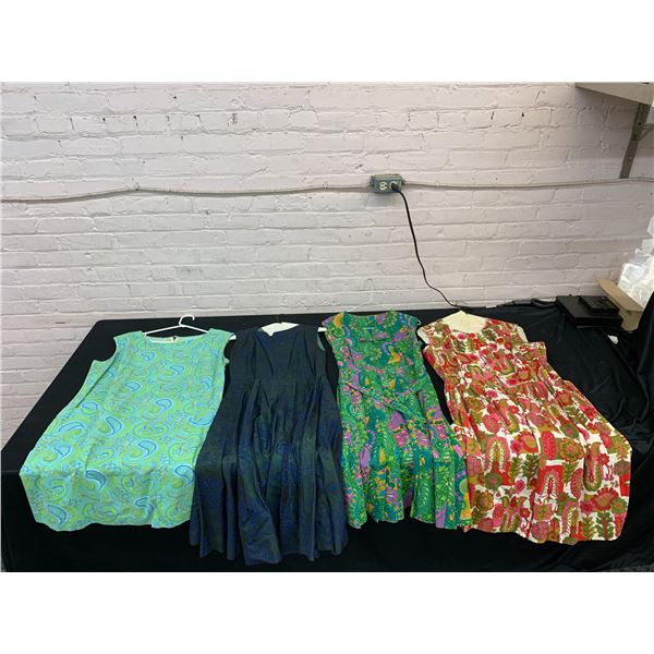 Lot of 4 Vintage Dresses, Paisley, Patterned, A-Line, etc