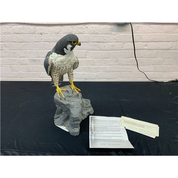 Gaetan Beaudet Wooden Carving of Peregrine Falcon