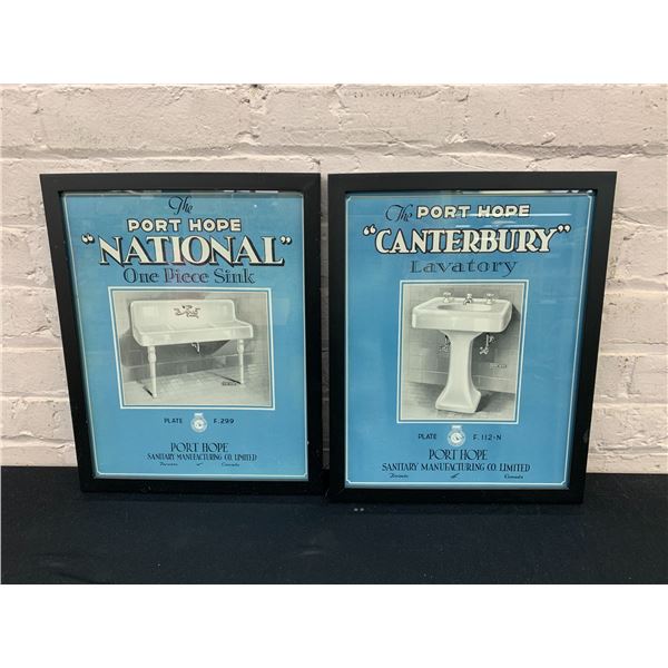 Pair of Vintage "The Port Hope" Bathroom Sink Advertisements "Cantebury" and "National"