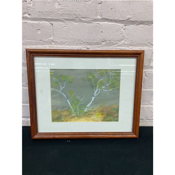 Original Hand Painted Watercolour Birch Trees Landscape Scene, Artist Signed 16" x 12"