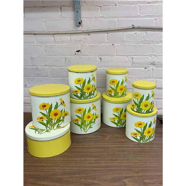1951 GSW Tin Litho Sunflowers Canister Set, Cookie / Biscuit Tins