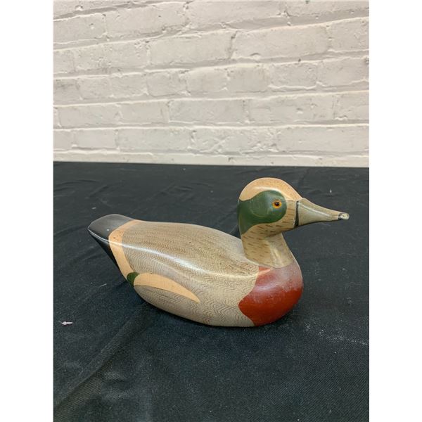 Jim Harkness Carved Wooden, Hand Painted Artist Signed Duck Figurine