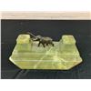 Image 1 : Solid Green Stone Ink Desktop Set with Bronze Elephant