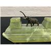 Image 2 : Solid Green Stone Ink Desktop Set with Bronze Elephant