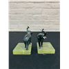 Image 1 : Green Stone & Metal Elephant Bookends