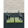 Image 2 : Green Stone & Metal Elephant Bookends