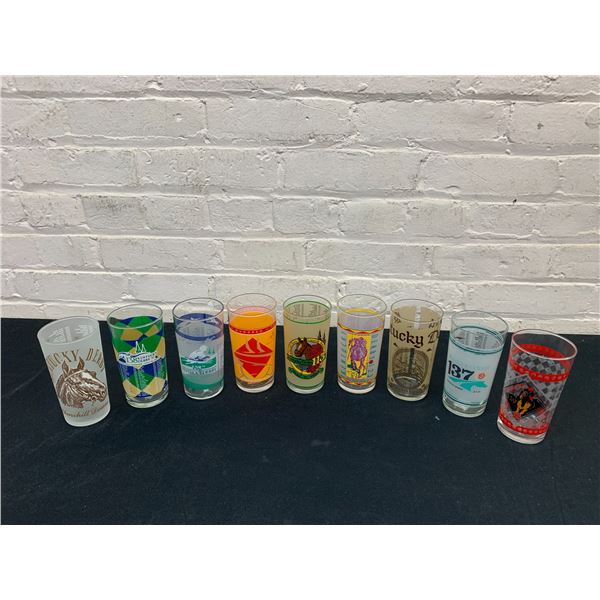 Lot of 9 Kentucky Derby Glasses