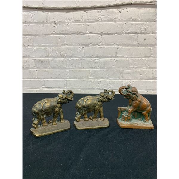 3 Metal Elephant Bookends
