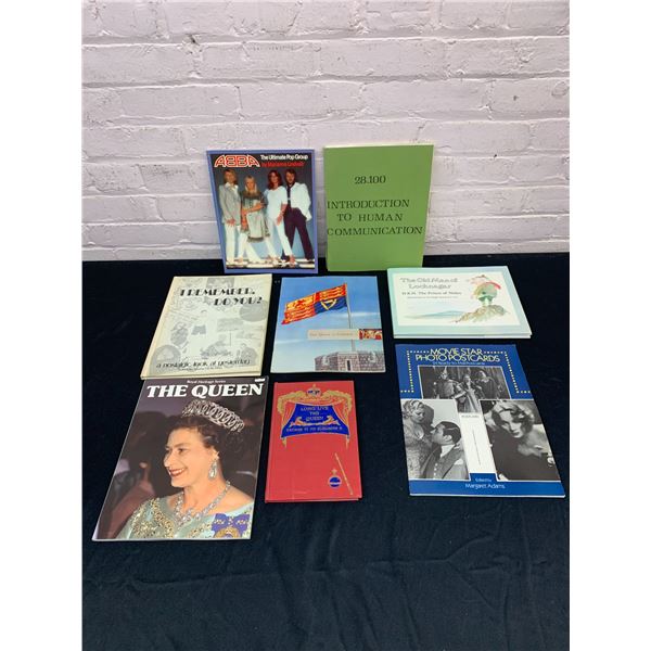 Lot of 8 Misc Random Collection of Books ABBA, The Queen, HRH Prince of Wales, etc