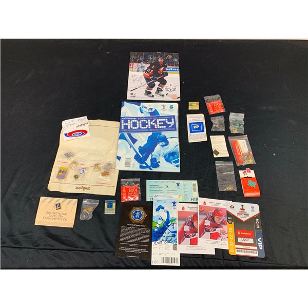 Lot of Assorted Sports Memorabilia, Autographed Tickets and Handouts, Vancouver 2010, etc
