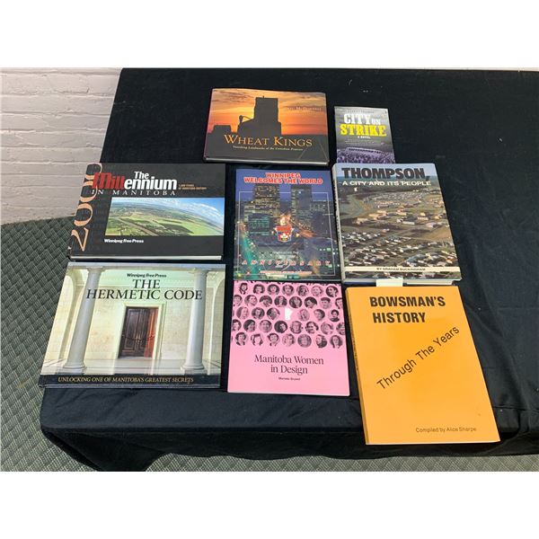 Lot of 8 Assorted Winnipeg & Related Books Wheat Kings, Hermetic Code, City on Strike, History etc