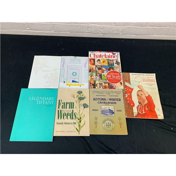 Lot of 6 Vintage Shopping Related Books Tiffany, Chatelaine, Simpsons-Sears Catalogue, etc