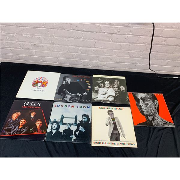 Lot of 7 Vinyl Records Queen, Paul McCartney, Rolling Stones, etc