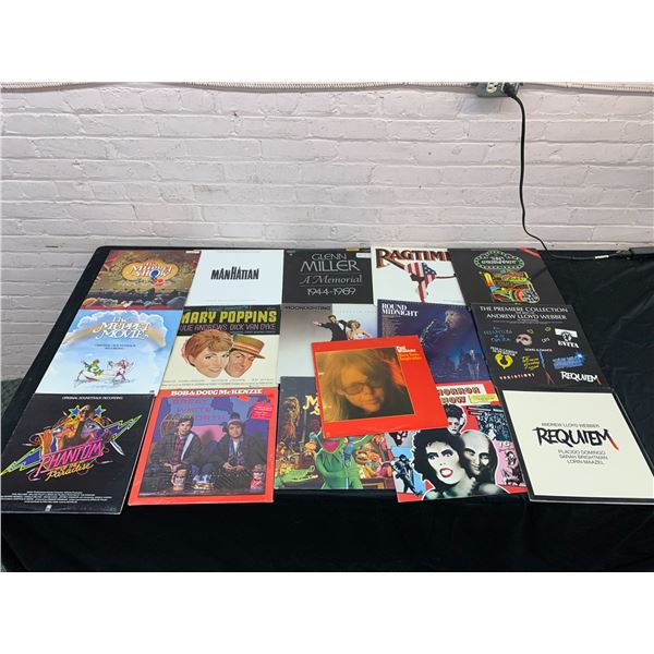 Lot of 16 Vinyl Records LPs Rocky Horror Picture Show, Soundtracks, Ragtime, Glenn Miller, etc