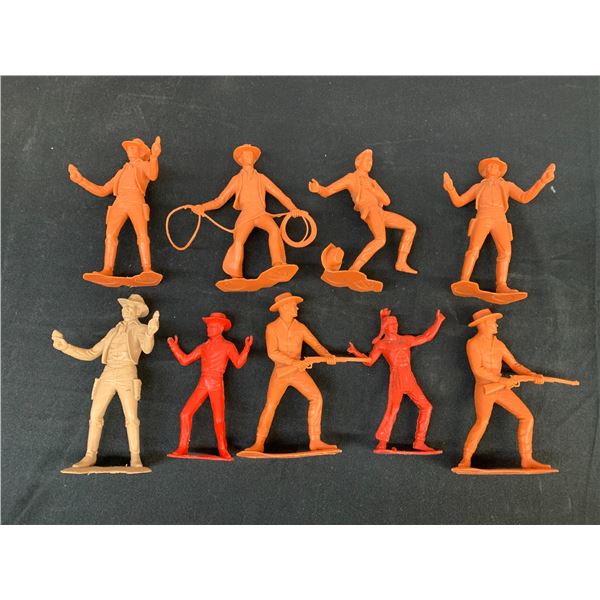 Lot of 9 Vintage 1964 MARX Cowboy Plastic Toys