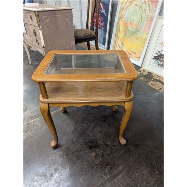 Curio Glass Top End Table Display Cabinet
