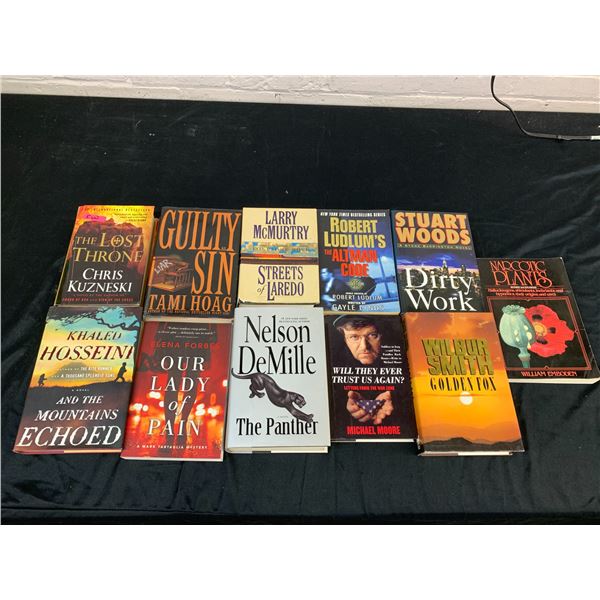 Lot of 11 Books Dirty Work, Stuart Woods, Robert Ludlum, Larry McMurtry, Chris Kuzneski, Nelson D.