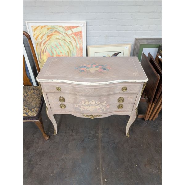 Antique Vintage Accent Dresser Painted 3 Drawer Serpentine French Louis XV Style