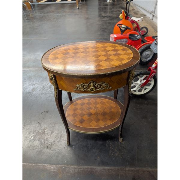 Louis XV Style Pedestal Table in Cube Marquetry