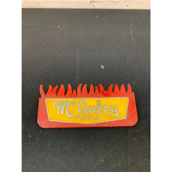 McAuley Fuels Limited Orange Red Metal Badge Emblem