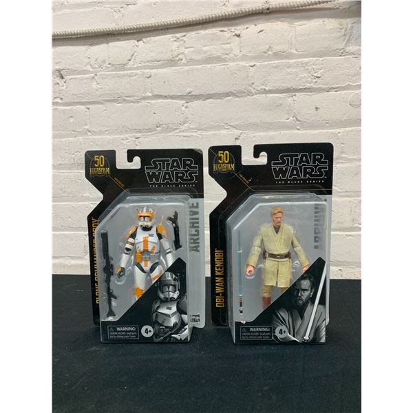 Lot of 2 Star Wars Action Figures Black Series Clone Commander Cody and Obi-Wan Kenobi