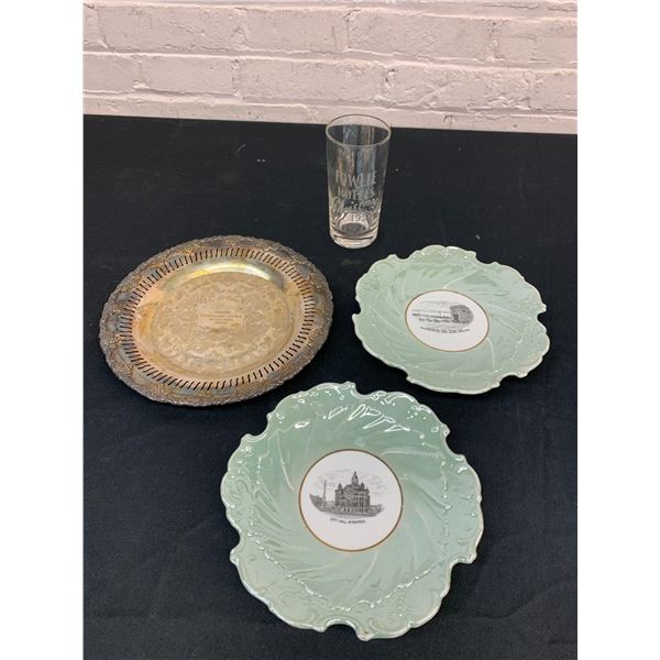 Lot of 4 Vintage Winnipeg / Manitoba Related Collectibles Plates and Glass