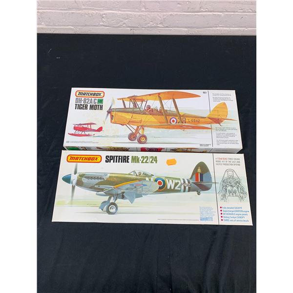 Lot of 2 Matchbox 1/32 Scale Model Kits Spitfire Mk-22/24 and DH-82AC Tiger Moth