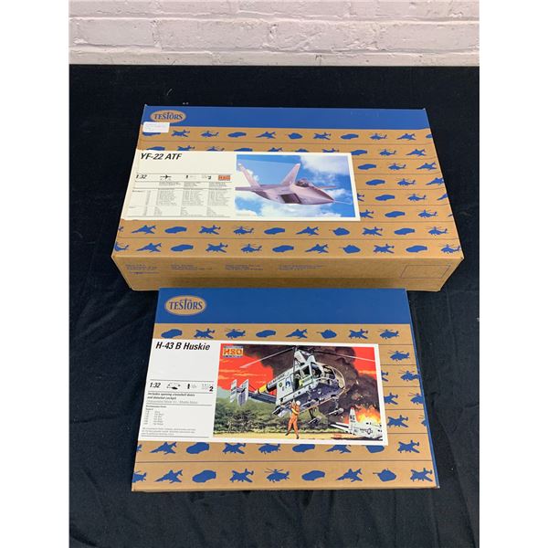 Lot of 2 Testors Model Kits 1/32 Scale YF-22 ATF and H-43B Huskie