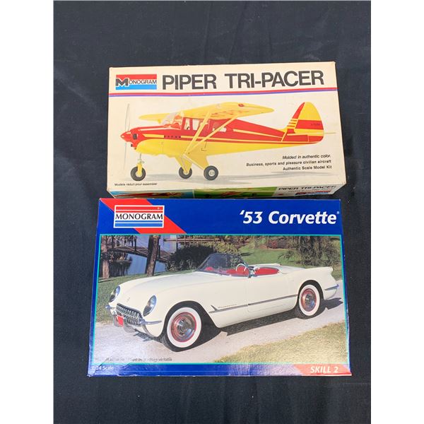 Lot of 2 Monogram Model Kits 1/24 Scale #2291 and 1/32?? Piper Tri-Pacer