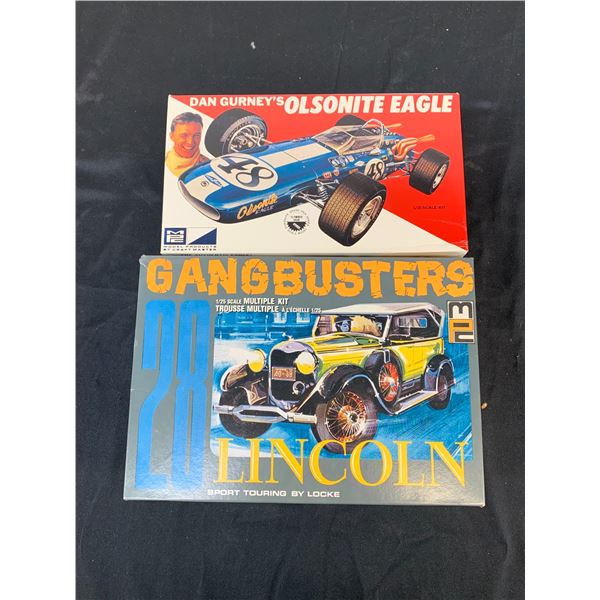Lot of 2 1/25 Scale Olsonite Eagle #6026 and MPC Gangbusters Lincoln #6173 model kits