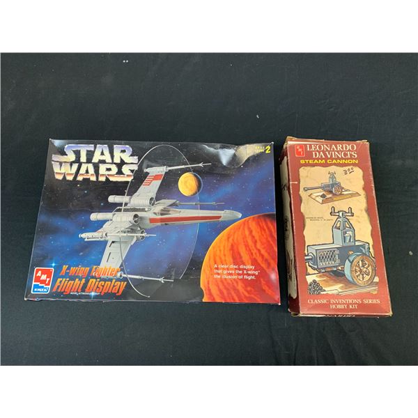 Lot of 2 Star Wars AMT X-Wing Fighter Model Kit and AMT Leonardo Da Vinci's Steam Cannon