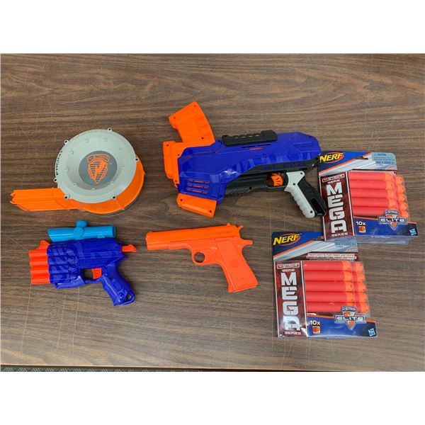 6pcs of NERF Gear Guns, Pellets, etc