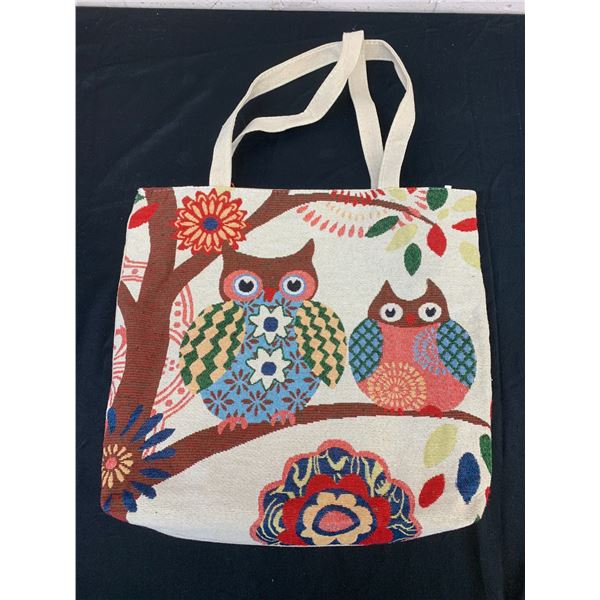 Owl Stitched Tote Shopping Bag