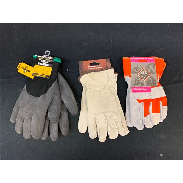 Lot of 3 Work Gloves New